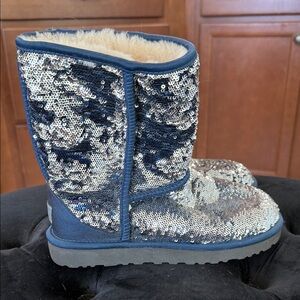 UGG Blue and Silver Sequin Winter Boots